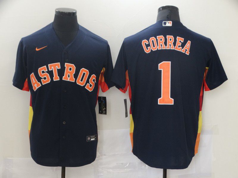 Men Houston Astros #1 Correa Blue Game 2021 Nike MLB Jersey